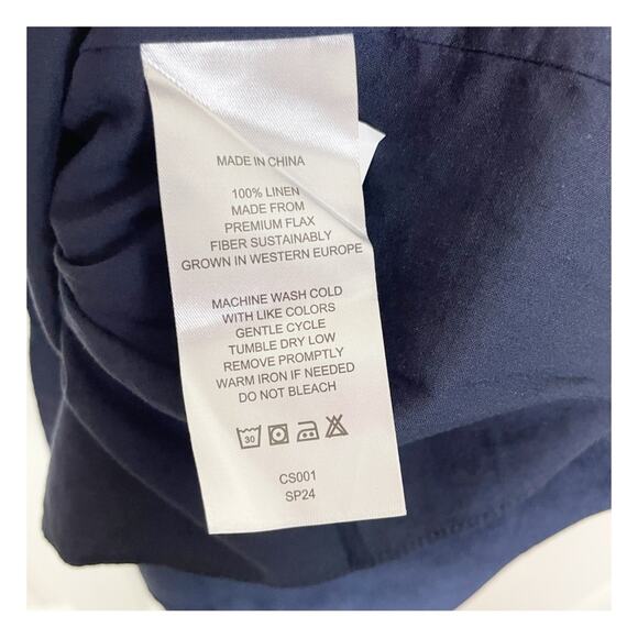 Quince Navy European Linen Midi Sun Dress Scoop Neck Capsule Wardrobe NWT Sz L - Picture 9 of 11